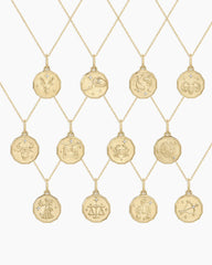 Diamond Zodiac Coin Charm Necklace