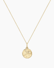 Diamond Zodiac Coin Charm Necklace