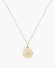 Diamond Zodiac Coin Charm Necklace