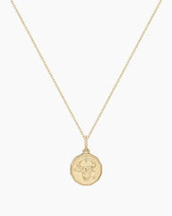 Diamond Zodiac Coin Charm Necklace