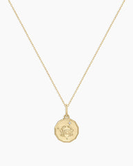 Diamond Zodiac Coin Charm Necklace