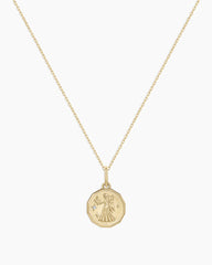 Diamond Zodiac Coin Charm Necklace