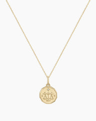 Diamond Zodiac Coin Charm Necklace