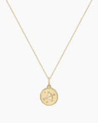 Diamond Zodiac Coin Charm Necklace