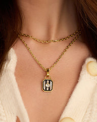 Mother of Pearl Stripe Tag Charm