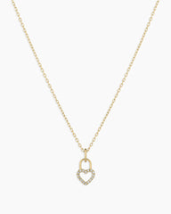 Diamond Heart Padlock Charm Necklace