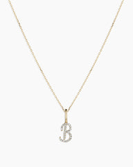 Diamond Script Alphabet Charm Necklace