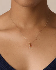 Diamond Script Alphabet Charm Necklace