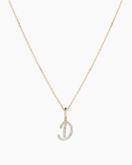 Diamond Script Alphabet Charm Necklace