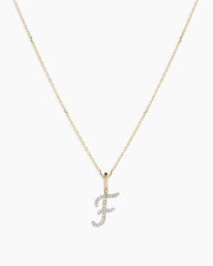 Diamond Script Alphabet Charm Necklace