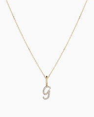 Diamond Script Alphabet Charm Necklace