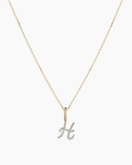 Diamond Script Alphabet Charm Necklace