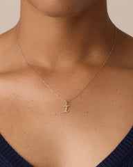 Diamond Script Alphabet Charm Necklace