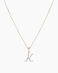 Diamond Script Alphabet Charm Necklace