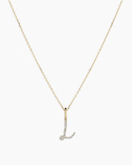 Diamond Script Alphabet Charm Necklace