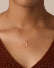 Diamond Script Alphabet Charm Necklace