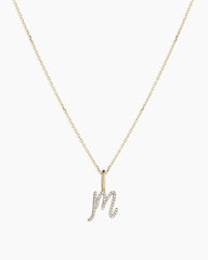 Diamond Script Alphabet Charm Necklace