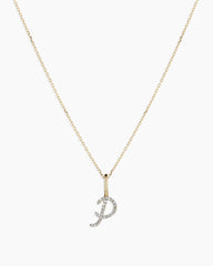 Diamond Script Alphabet Charm Necklace