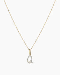Diamond Script Alphabet Charm Necklace