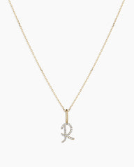 Diamond Script Alphabet Charm Necklace