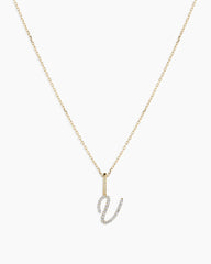 Diamond Script Alphabet Charm Necklace