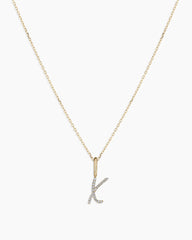 Diamond Script Alphabet Charm Necklace