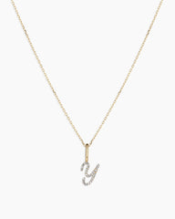 Diamond Script Alphabet Charm Necklace