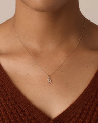 Diamond Script Alphabet Charm Necklace