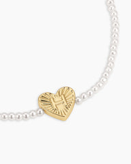 Pearl Vintage Heart Alphabet Bracelet