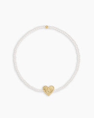 Pearl Vintage Heart Alphabet Bracelet