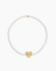 Pearl Vintage Heart Alphabet Bracelet