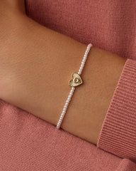 Pearl Vintage Heart Alphabet Bracelet