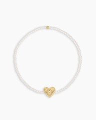 Pearl Vintage Heart Alphabet Bracelet