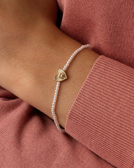 Pearl Vintage Heart Alphabet Bracelet