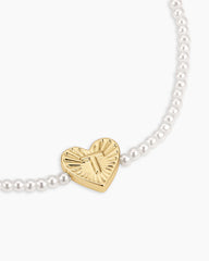 Pearl Vintage Heart Alphabet Bracelet