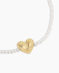 Pearl Vintage Heart Alphabet Bracelet