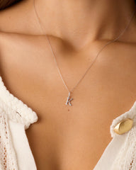 Diamond Vintage Alphabet Charm Necklace