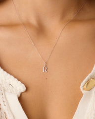 Diamond Vintage Alphabet Charm Necklace