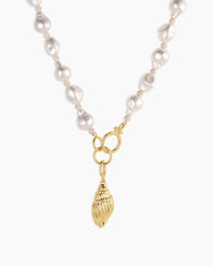 Gold Tulip Shell Charm Necklace