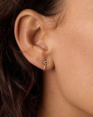 Diamond and Blue Sapphire Evil Eye Stud Single Huggie