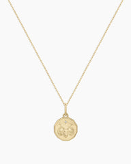 Diamond Zodiac Coin Charm Necklace