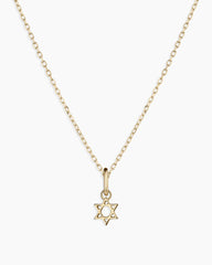 14k Gold Star of David Charm Necklace