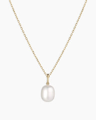14k Gold Pearl Charm Necklace