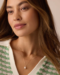 14k Gold Pearl Charm Necklace