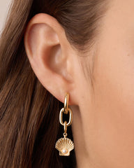 Shell Pearl & Starfish Charm Huggies