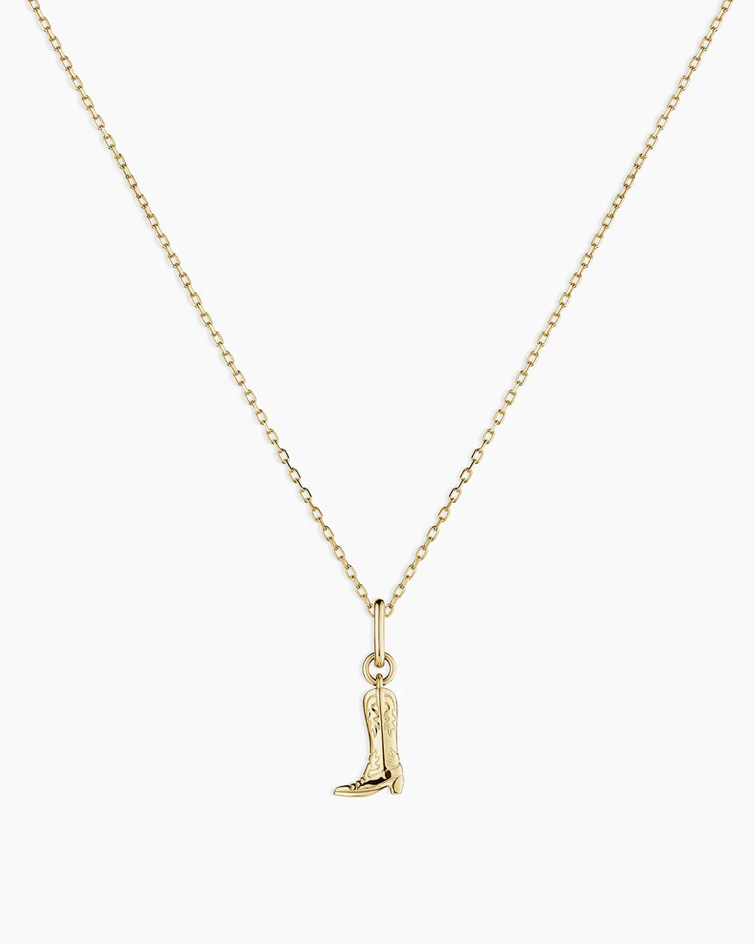 14k Gold Cowboy Boot Charm Necklace