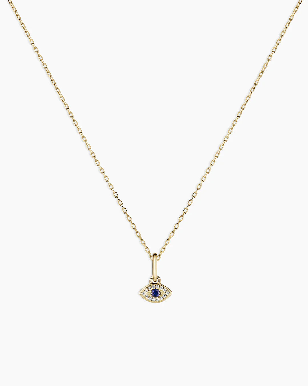 Diamond and Blue Sapphire Evil Eye Charm Necklace